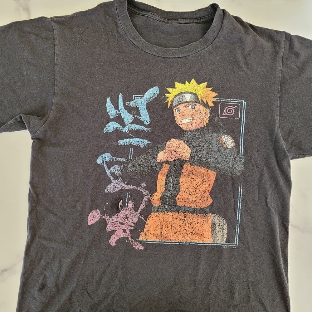 Naruto Boys youth Mens large tee shirt black crew T short sleeve anime